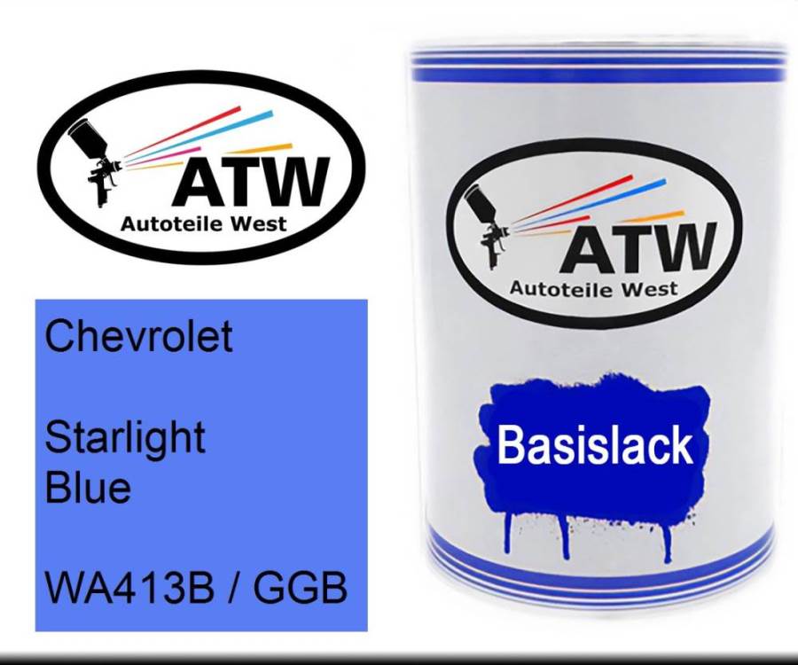 Chevrolet, Starlight Blue, WA413B / GGB: 500ml Lackdose, von ATW Autoteile West.